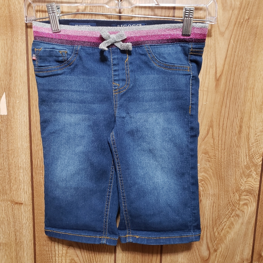 Vigoss Shorts, Ladies M (9-10), Denim Blue, Malibu Mid-Shorts, Elastic Waist.